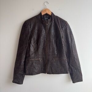 Alfani Dark Brown Genuine Leather Jacket